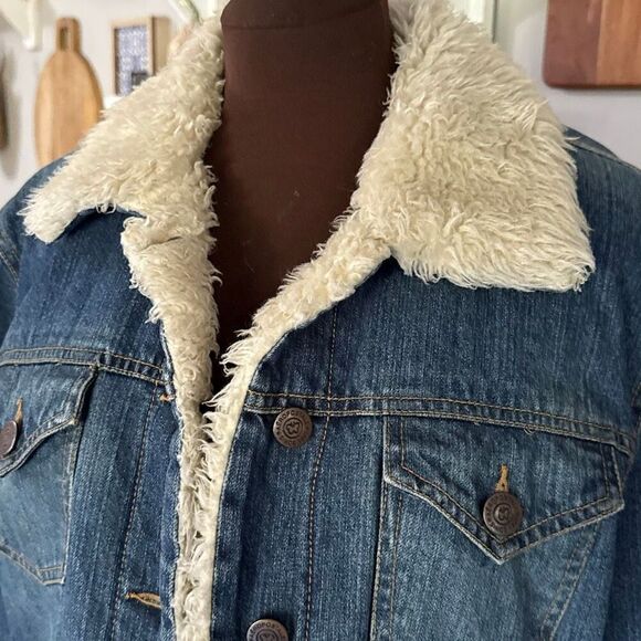 Vintage Aeropostale Sherpa lined Jean jacket womens size XL y2k stranger things - Picture 2 of 10